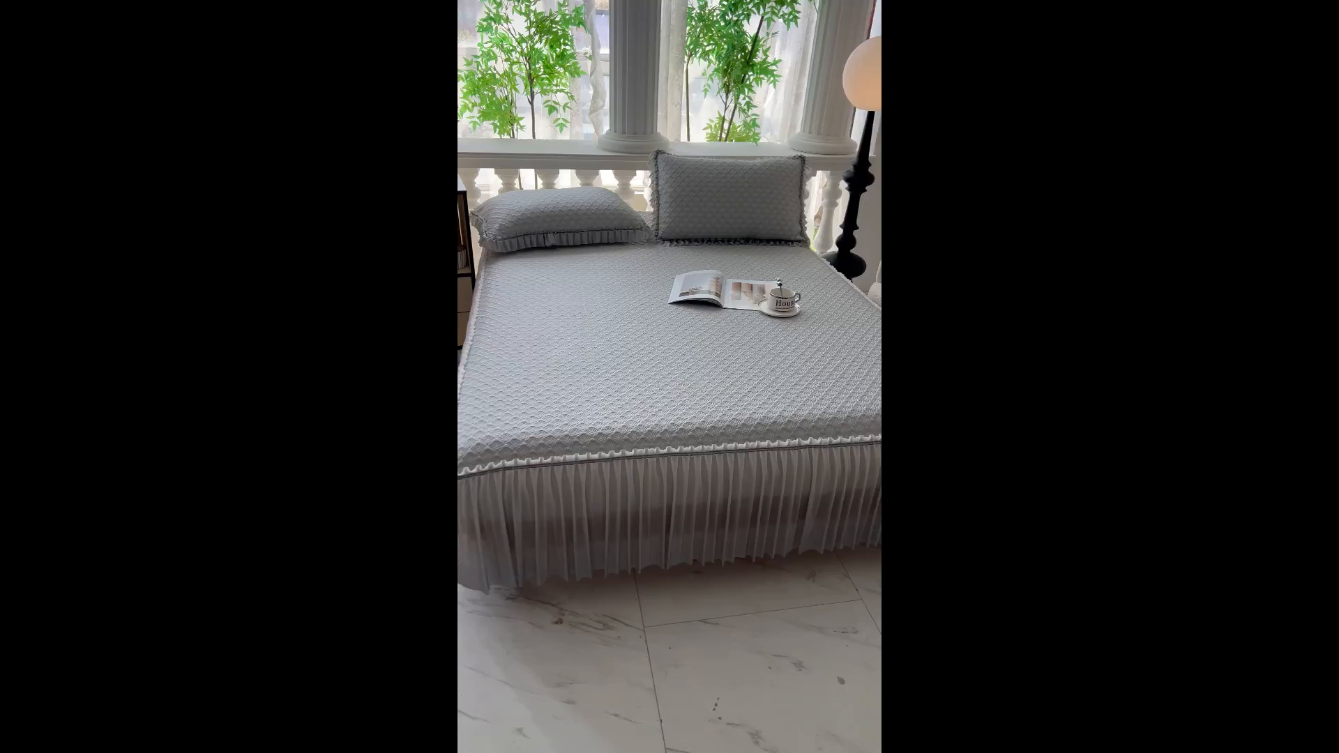 91家纺网 家纺一手货源 找家纺 乐居家纺 2025新款凉感凉豆豆凉席冰豆豆床裙系列 浅灰