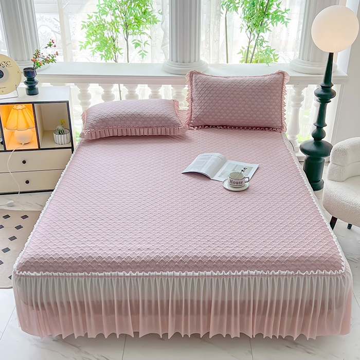 乐居家纺 2025新款凉感凉豆豆凉席冰豆豆床裙系列 香芋紫