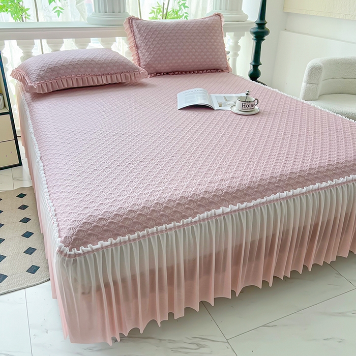 91家纺网 家纺一手货源 找家纺 乐居家纺 2025新款凉感凉豆豆凉席冰豆豆床裙系列 香芋紫