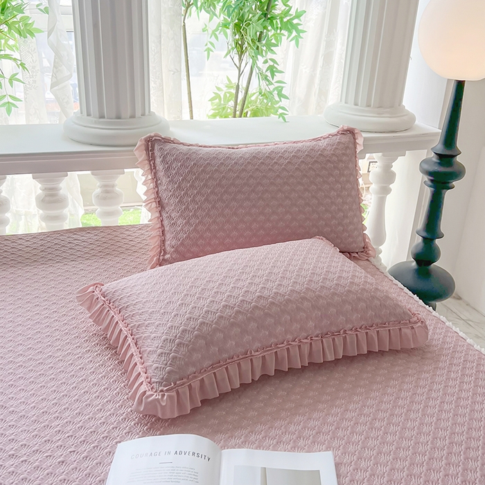 91家纺网 家纺一手货源 找家纺 乐居家纺 2025新款凉感凉豆豆凉席冰豆豆床裙系列 香芋紫