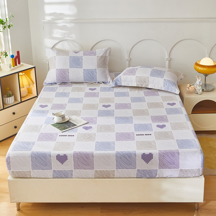 乐居家纺 2025新款活性印染老粗布床笠系列 艾维丝-灰