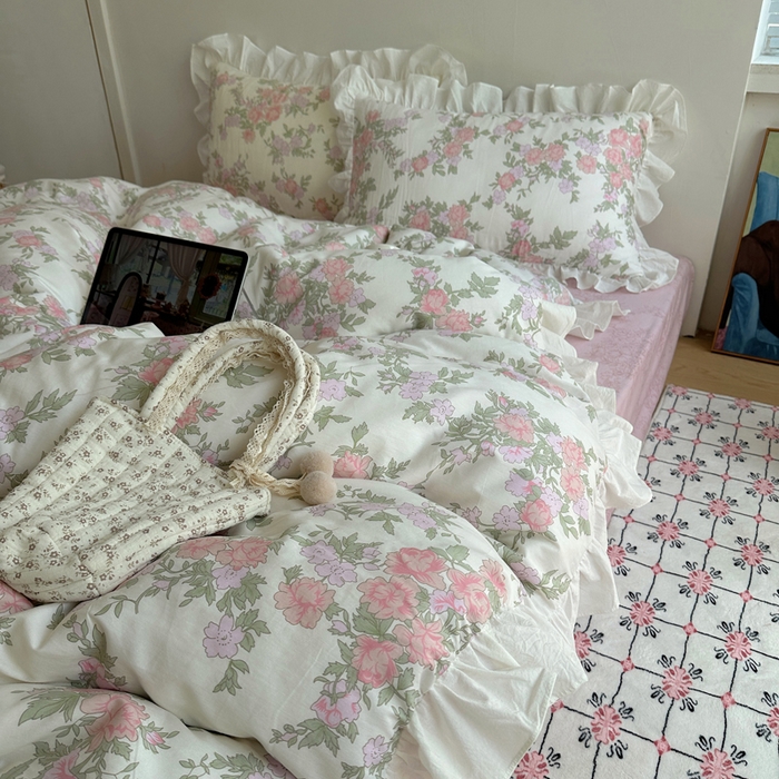 六巷胡同 2025新款40支全棉韩式INS博主风小碎花花边四件套-风格二 南笙