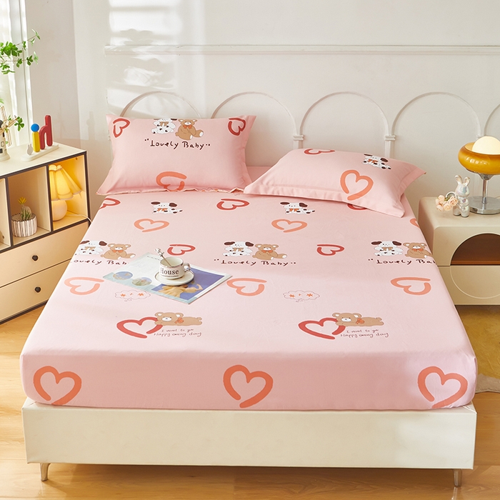 乐居家纺 2025新款活性印染老粗布床笠系列 安睡小熊