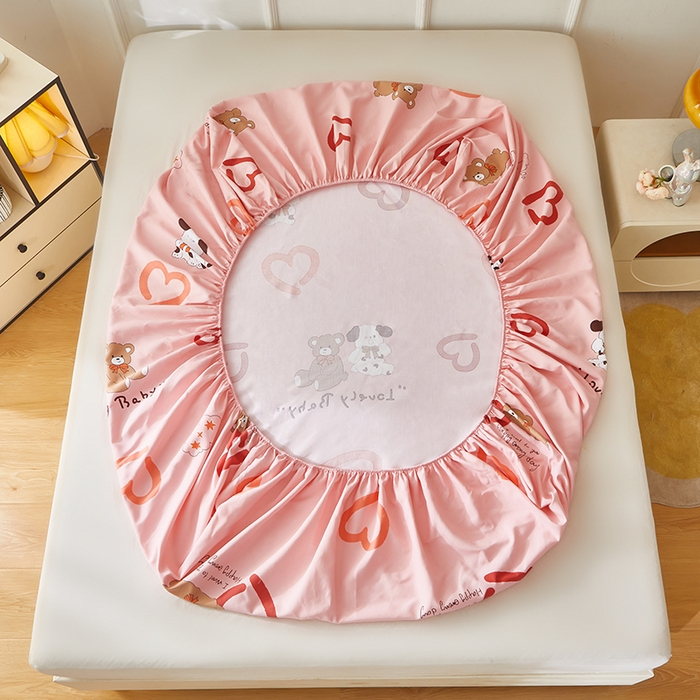 91家纺网 家纺一手货源 找家纺 乐居家纺 2025新款活性印染老粗布床笠系列 安睡小熊