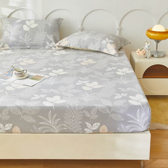 91家纺网 家纺一手货源 找家纺 乐居家纺 2025新款活性印染老粗布床笠系列 春旭日-灰