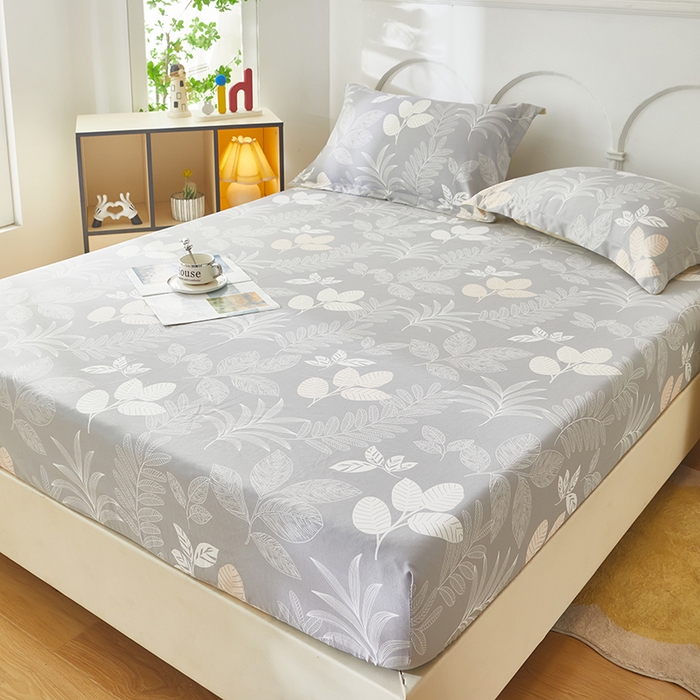 91家纺网 家纺一手货源 找家纺 乐居家纺 2025新款活性印染老粗布床笠系列 春旭日-灰