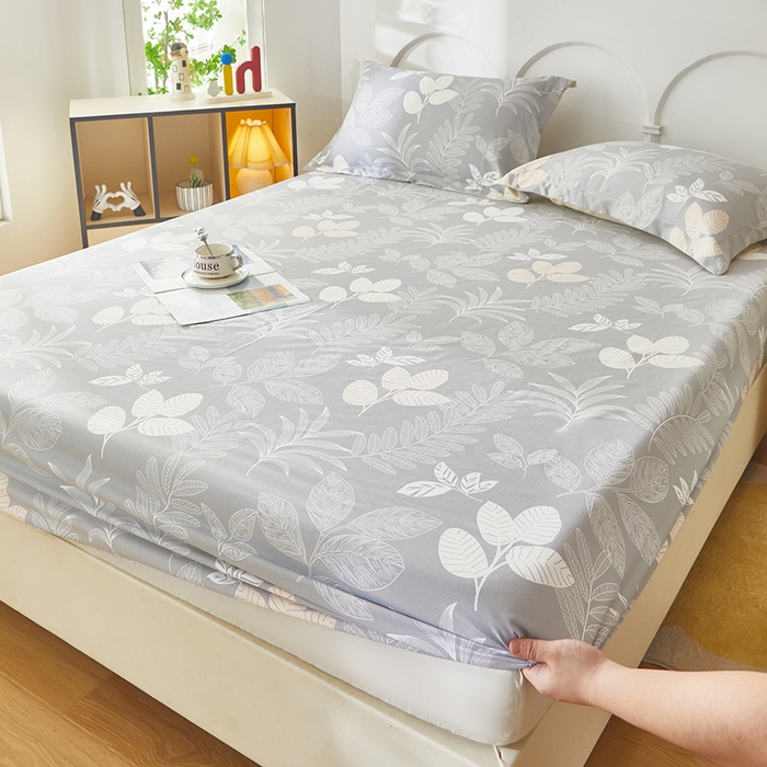 91家纺网 家纺一手货源 找家纺 乐居家纺 2025新款活性印染老粗布床笠系列 春旭日-灰