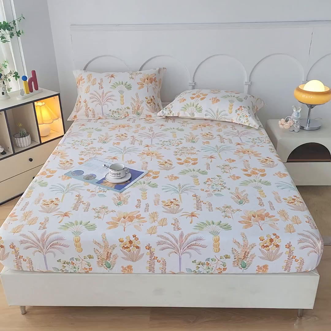 91家纺网 家纺一手货源 找家纺 乐居家纺 2025新款活性印染老粗布床笠系列 丛林尽然