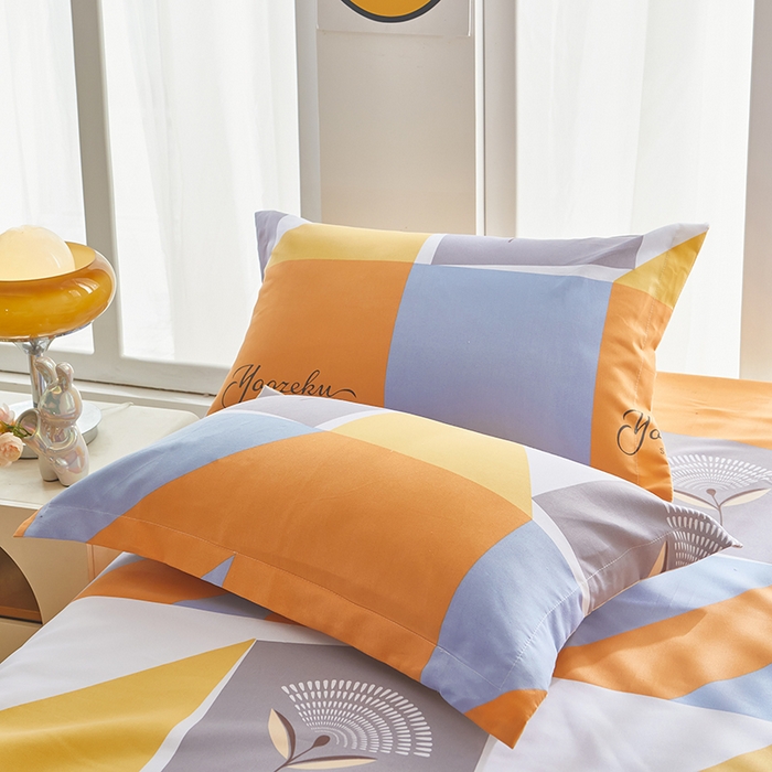 91家纺网 家纺一手货源 找家纺 乐居家纺 2025新款活性印染老粗布床笠系列 宛如黎明-全棉枕