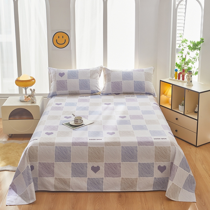 乐居家纺 2025新款活性印染全棉老粗布床单系列 艾维丝-灰