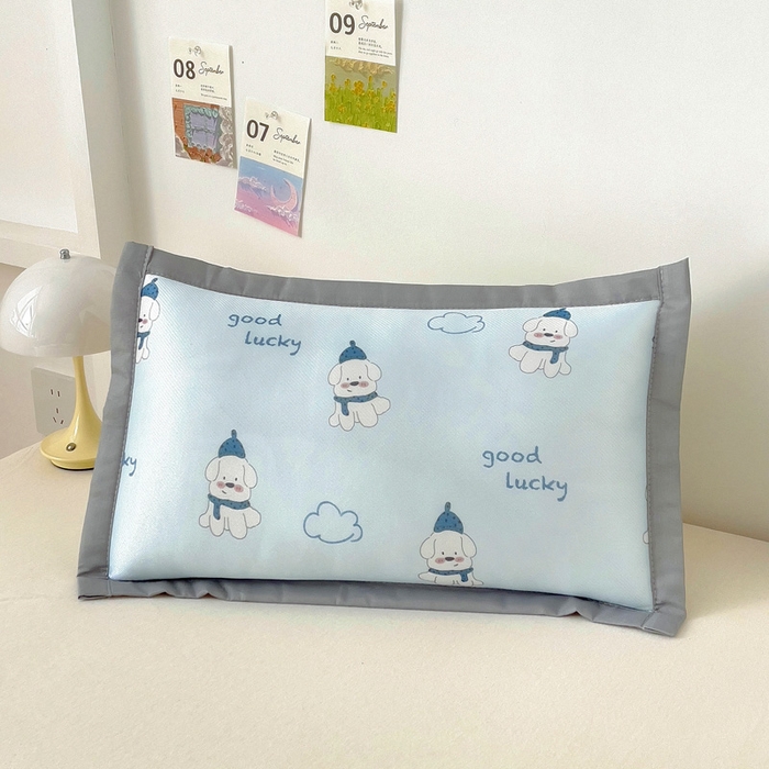 91家纺网 家纺一手货源 找家纺 乐秀家纺 2025春夏新款碳光冰丝儿童凉席枕套 幸运狗