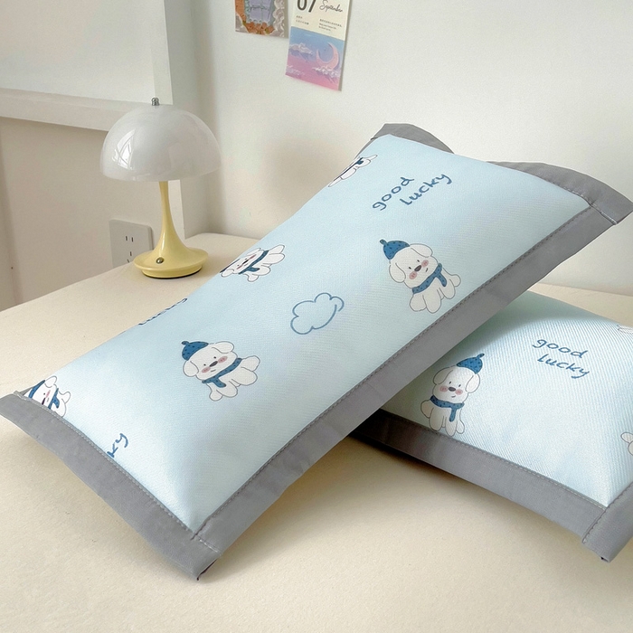 91家纺网 家纺一手货源 找家纺 乐秀家纺 2025春夏新款碳光冰丝儿童凉席枕套 幸运狗