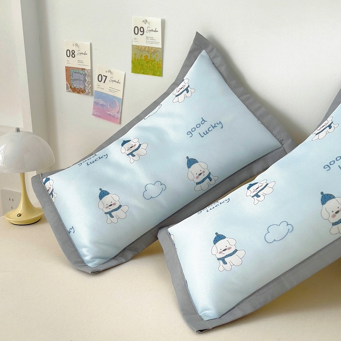 91家纺网 家纺一手货源 找家纺 乐秀家纺 2025春夏新款碳光冰丝儿童凉席枕套 幸运狗