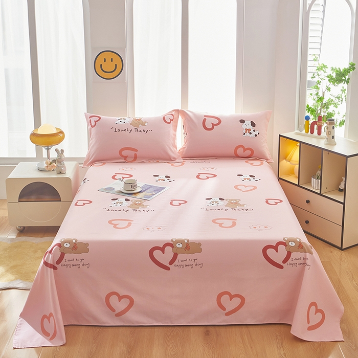 乐居家纺 2025新款活性印染全棉老粗布床单系列 安睡小熊