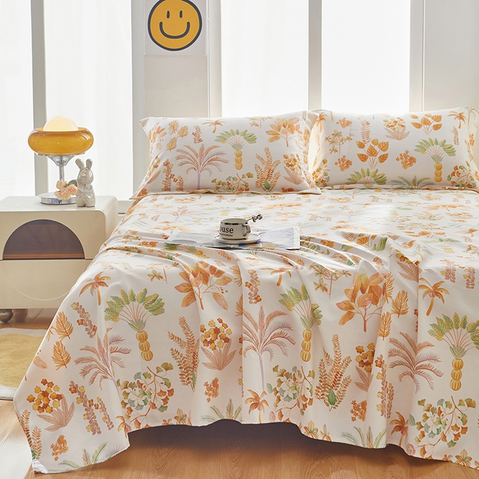 91家纺网 家纺一手货源 找家纺 乐居家纺 2025新款活性印染全棉老粗布床单系列 丛林尽然