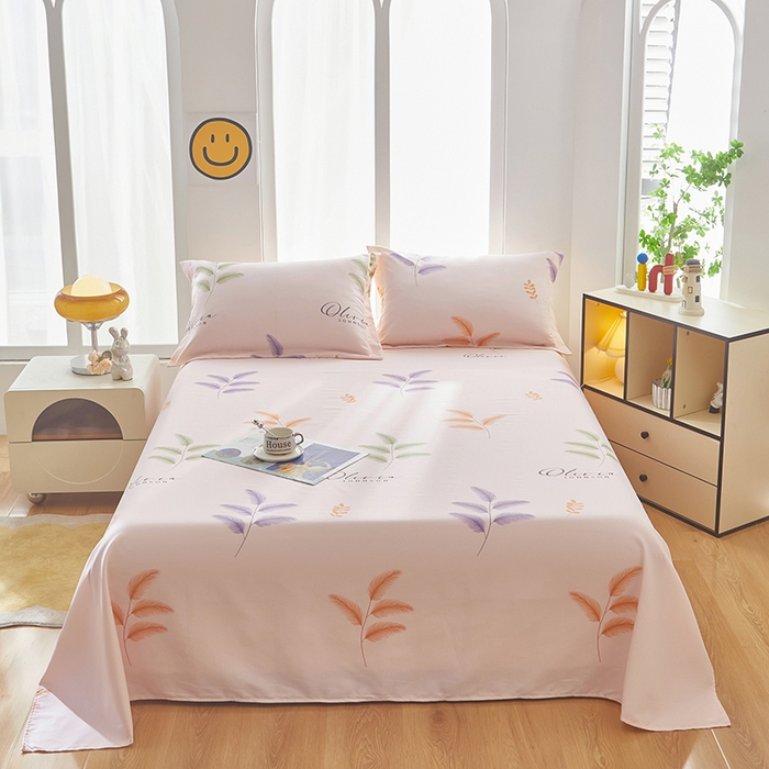 乐居家纺 2025新款活性印染全棉老粗布床单系列 凤仙羽