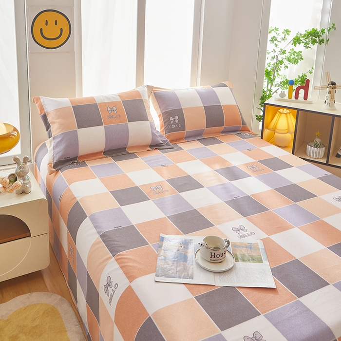 91家纺网 家纺一手货源 找家纺 乐居家纺 2025新款活性印染全棉老粗布床单系列 清晨密语