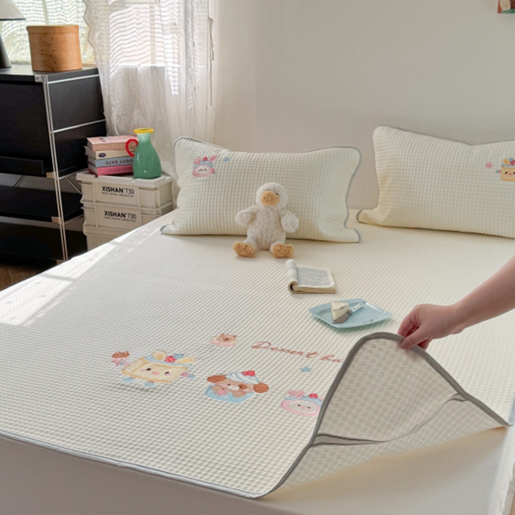 91家纺网 家纺一手货源 找家纺 柚子YOUTH 2025新款亲肤舒适冰豆豆凉感凉席席子 黄油蛋糕(绑带款）