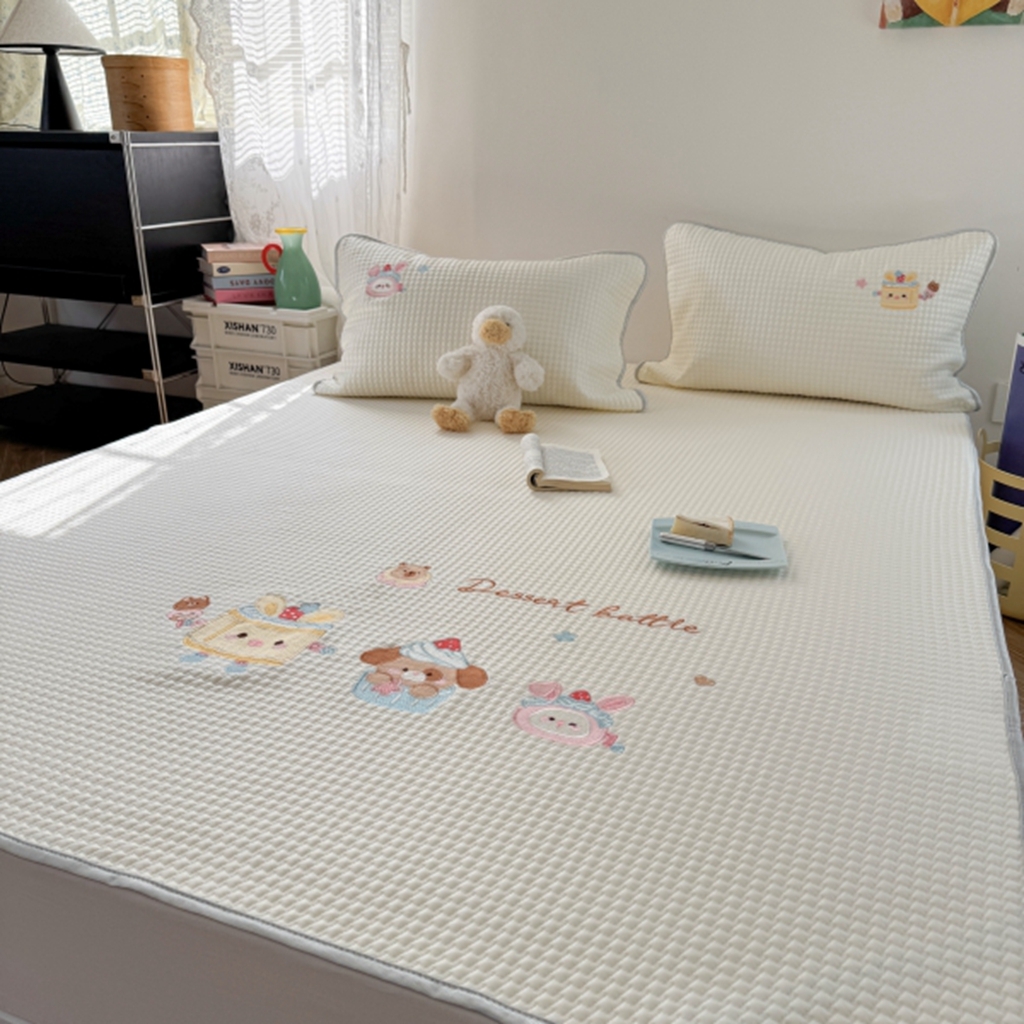 91家纺网 家纺一手货源 找家纺 柚子YOUTH 2025新款亲肤舒适冰豆豆凉感凉席席子 黄油蛋糕(绑带款）