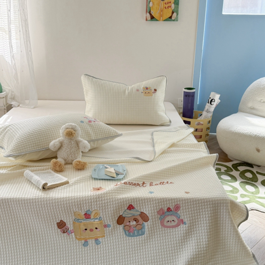 91家纺网 家纺一手货源 找家纺 柚子YOUTH 2025新款亲肤舒适冰豆豆凉感凉席席子 黄油蛋糕(绑带款）