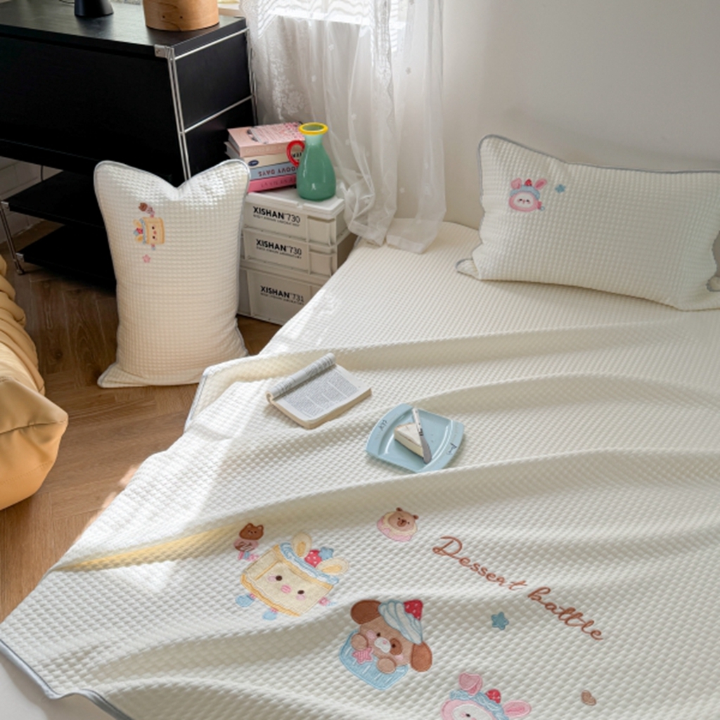 91家纺网 家纺一手货源 找家纺 柚子YOUTH 2025新款亲肤舒适冰豆豆凉感凉席席子 黄油蛋糕(绑带款）