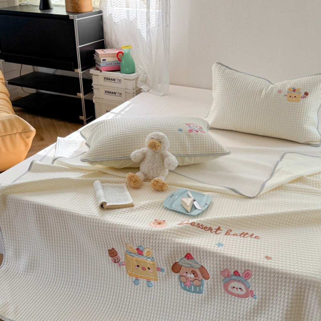 91家纺网 家纺一手货源 找家纺 柚子YOUTH 2025新款亲肤舒适冰豆豆凉感凉席席子 黄油蛋糕(绑带款）