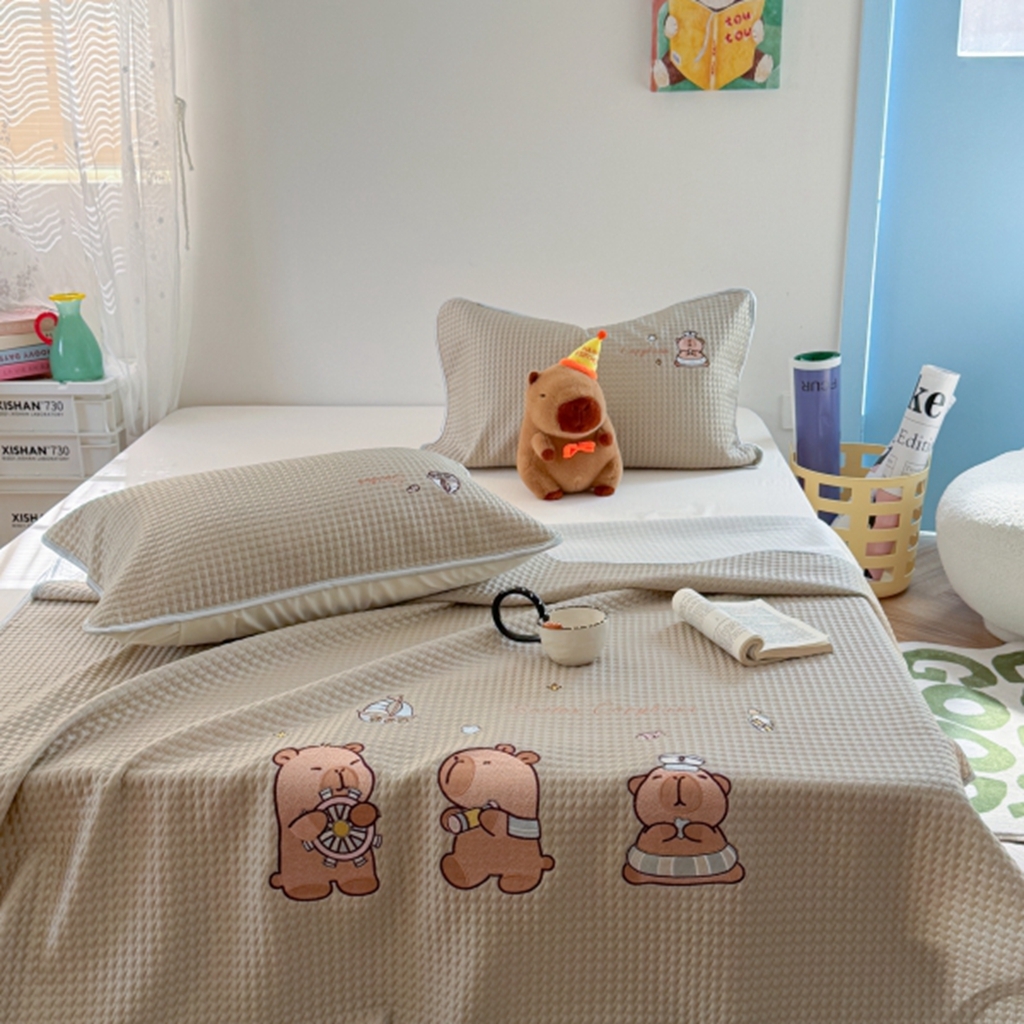 91家纺网 家纺一手货源 找家纺 柚子YOUTH 2025新款亲肤舒适冰豆豆凉感凉席席子 卡皮船长(绑带款）