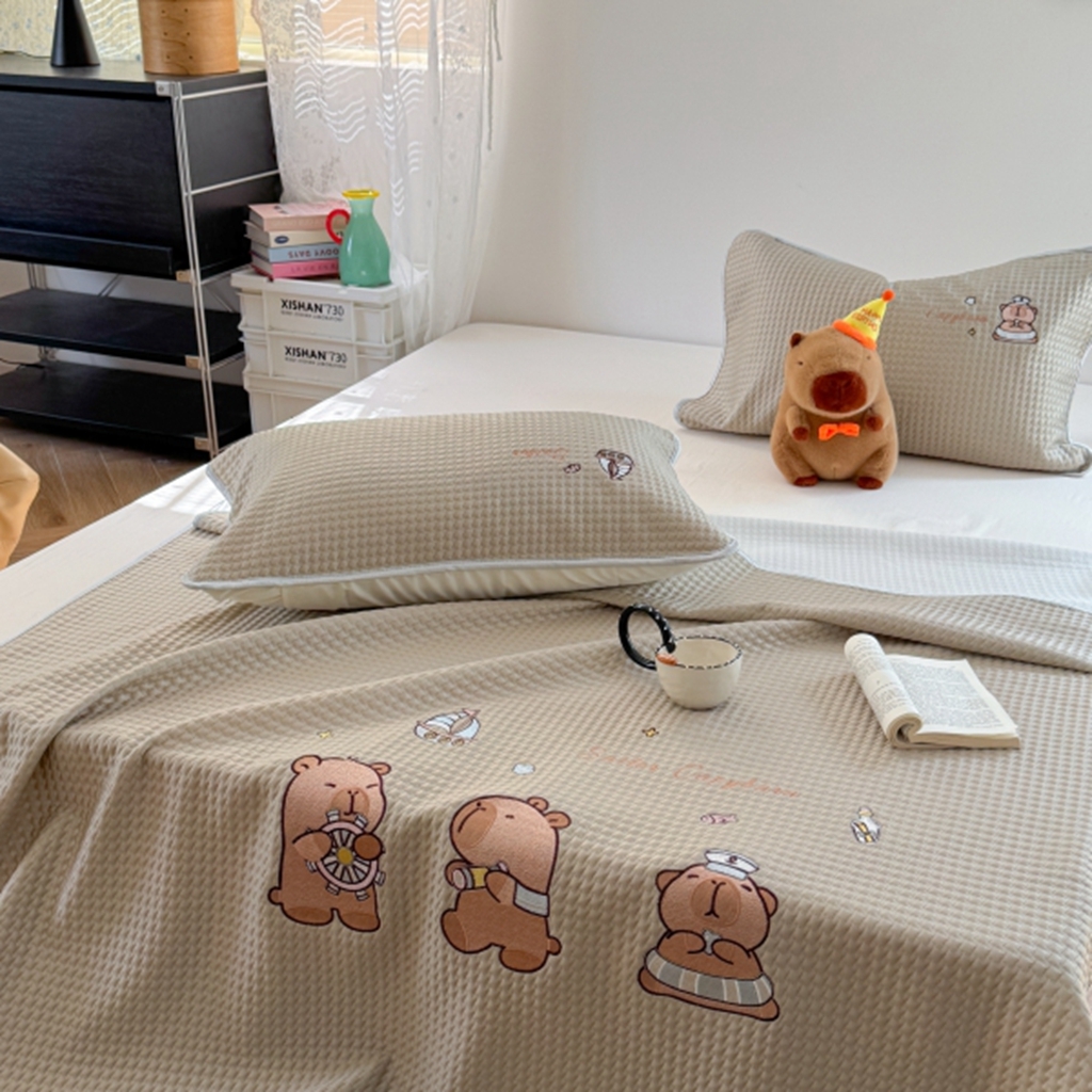 91家纺网 家纺一手货源 找家纺 柚子YOUTH 2025新款亲肤舒适冰豆豆凉感凉席席子 卡皮船长(绑带款）