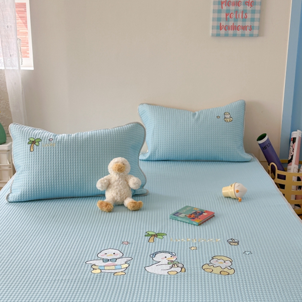 91家纺网 家纺一手货源 找家纺 柚子YOUTH 2025新款亲肤舒适冰豆豆凉感凉席席子 破壳鸭(绑带款）