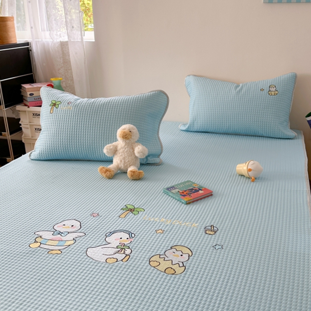 91家纺网 家纺一手货源 找家纺 柚子YOUTH 2025新款亲肤舒适冰豆豆凉感凉席席子 破壳鸭(绑带款）