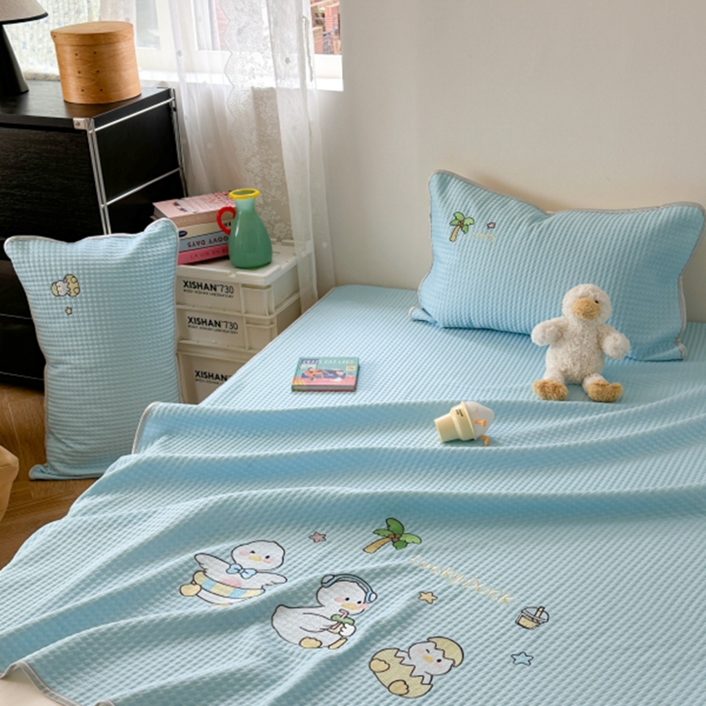 91家纺网 家纺一手货源 找家纺 柚子YOUTH 2025新款亲肤舒适冰豆豆凉感凉席席子 破壳鸭(绑带款）