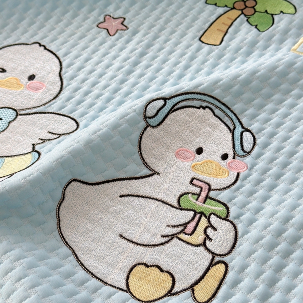 91家纺网 家纺一手货源 找家纺 柚子YOUTH 2025新款亲肤舒适冰豆豆凉感凉席席子 破壳鸭(绑带款）