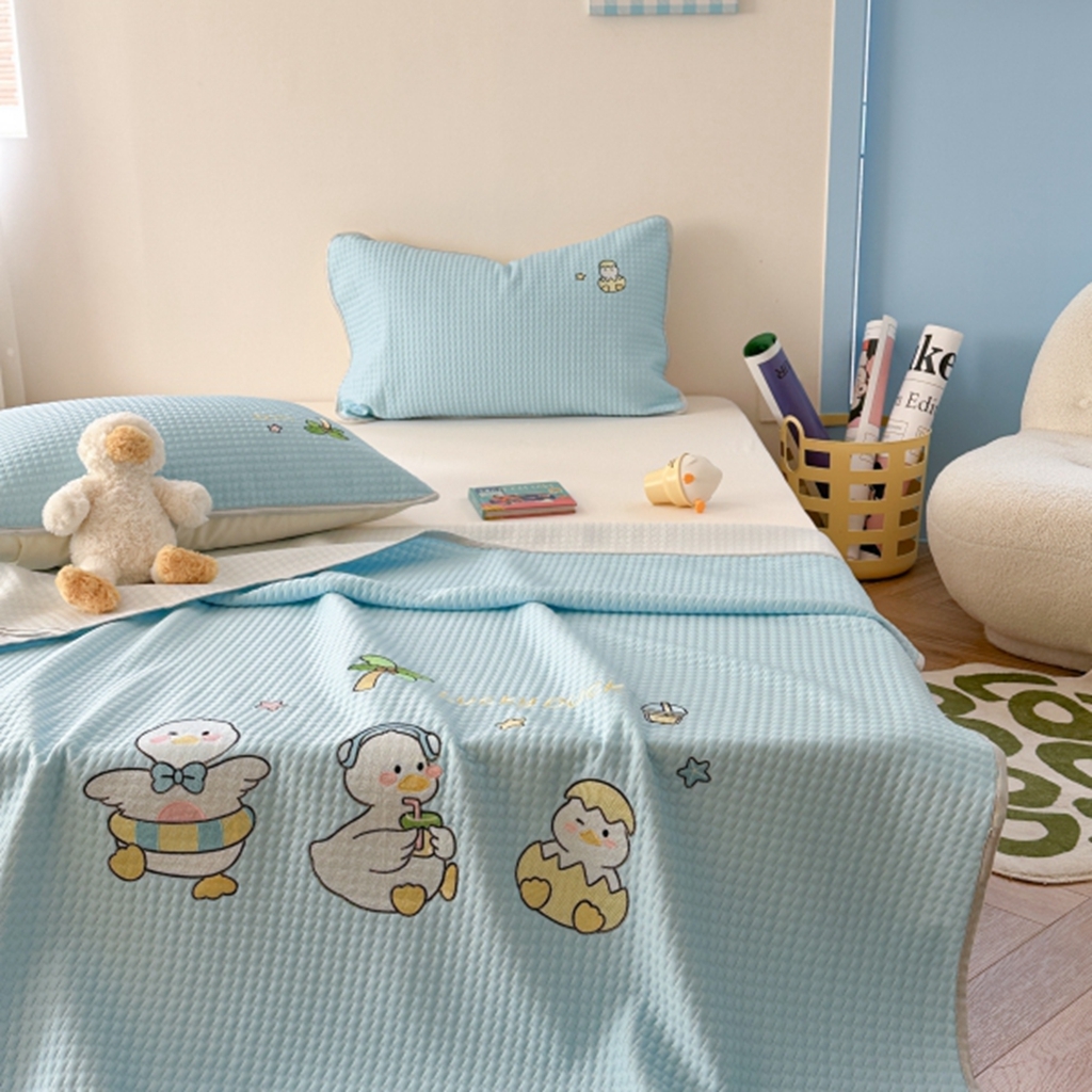 91家纺网 家纺一手货源 找家纺 柚子YOUTH 2025新款亲肤舒适冰豆豆凉感凉席席子 破壳鸭(绑带款）