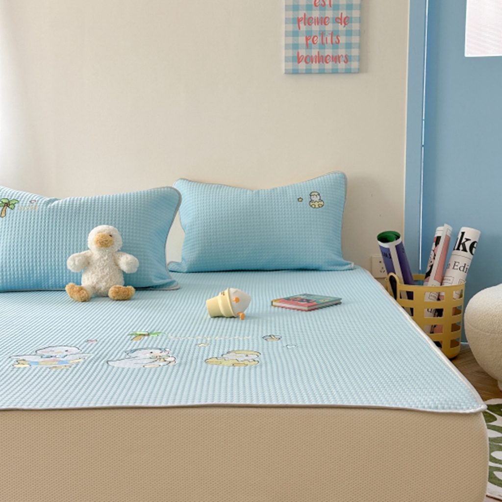 91家纺网 家纺一手货源 找家纺 柚子YOUTH 2025新款亲肤舒适冰豆豆凉感凉席席子 破壳鸭(绑带款）