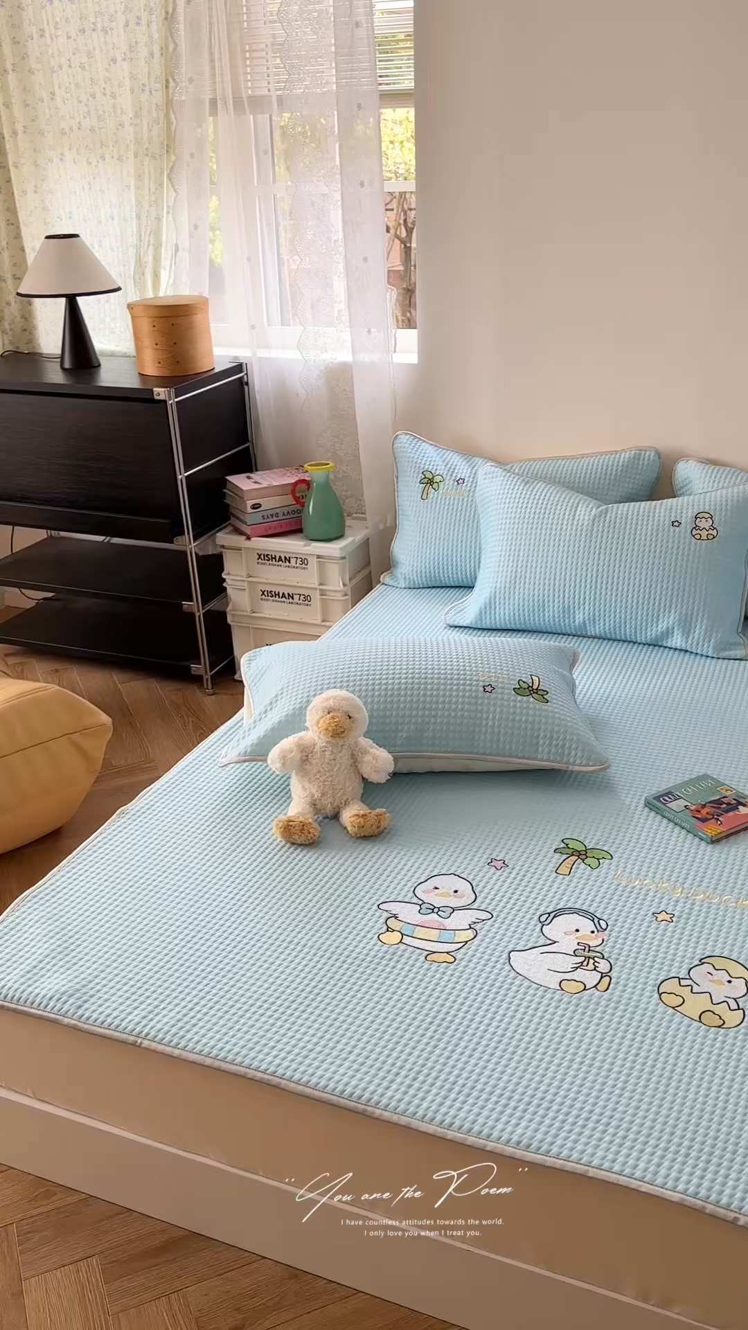 91家纺网 家纺一手货源 找家纺 柚子YOUTH 2025新款亲肤舒适冰豆豆凉感凉席席子 破壳鸭(绑带款）