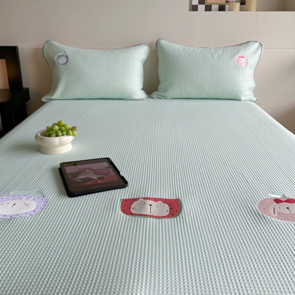 91家纺网 家纺一手货源 找家纺 柚子YOUTH 2025新款亲肤舒适冰豆豆凉感凉席席子 水果派对(绑带款）