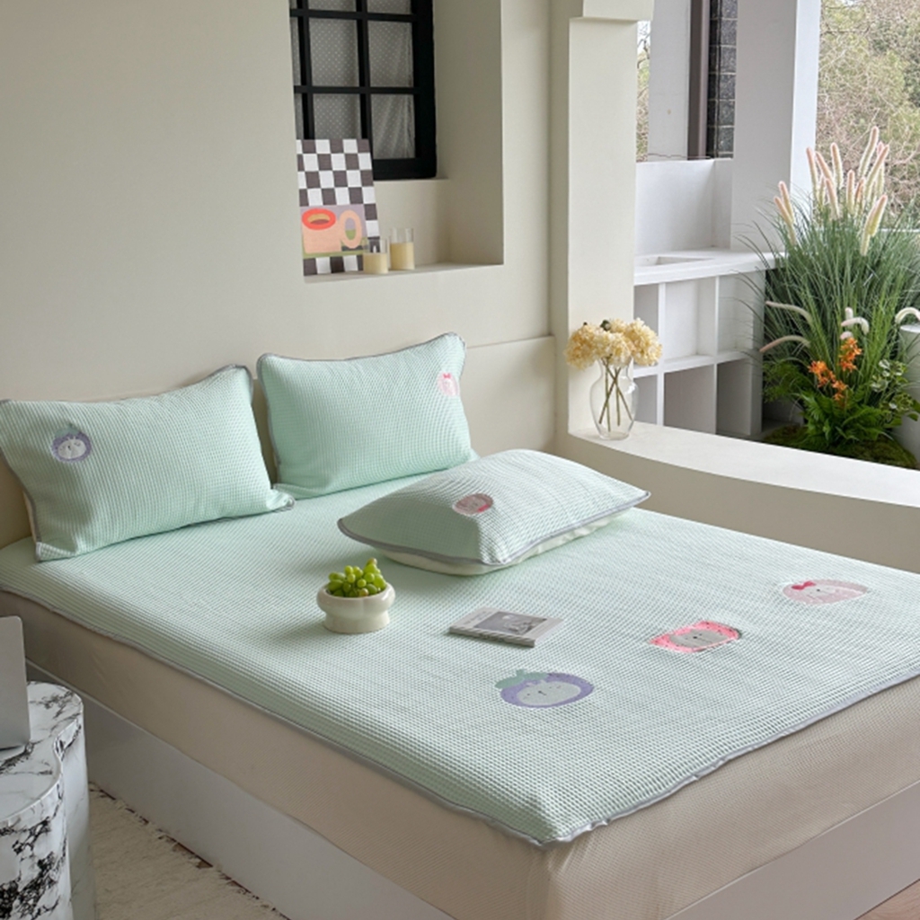 91家纺网 家纺一手货源 找家纺 柚子YOUTH 2025新款亲肤舒适冰豆豆凉感凉席席子 水果派对(绑带款）