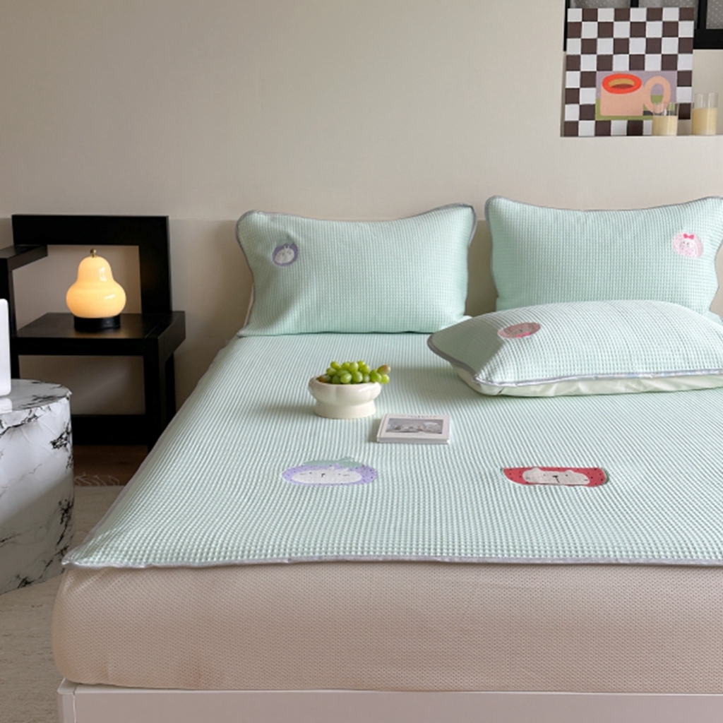 91家纺网 家纺一手货源 找家纺 柚子YOUTH 2025新款亲肤舒适冰豆豆凉感凉席席子 水果派对(绑带款）