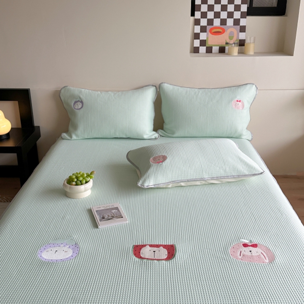 91家纺网 家纺一手货源 找家纺 柚子YOUTH 2025新款亲肤舒适冰豆豆凉感凉席席子 水果派对(绑带款）