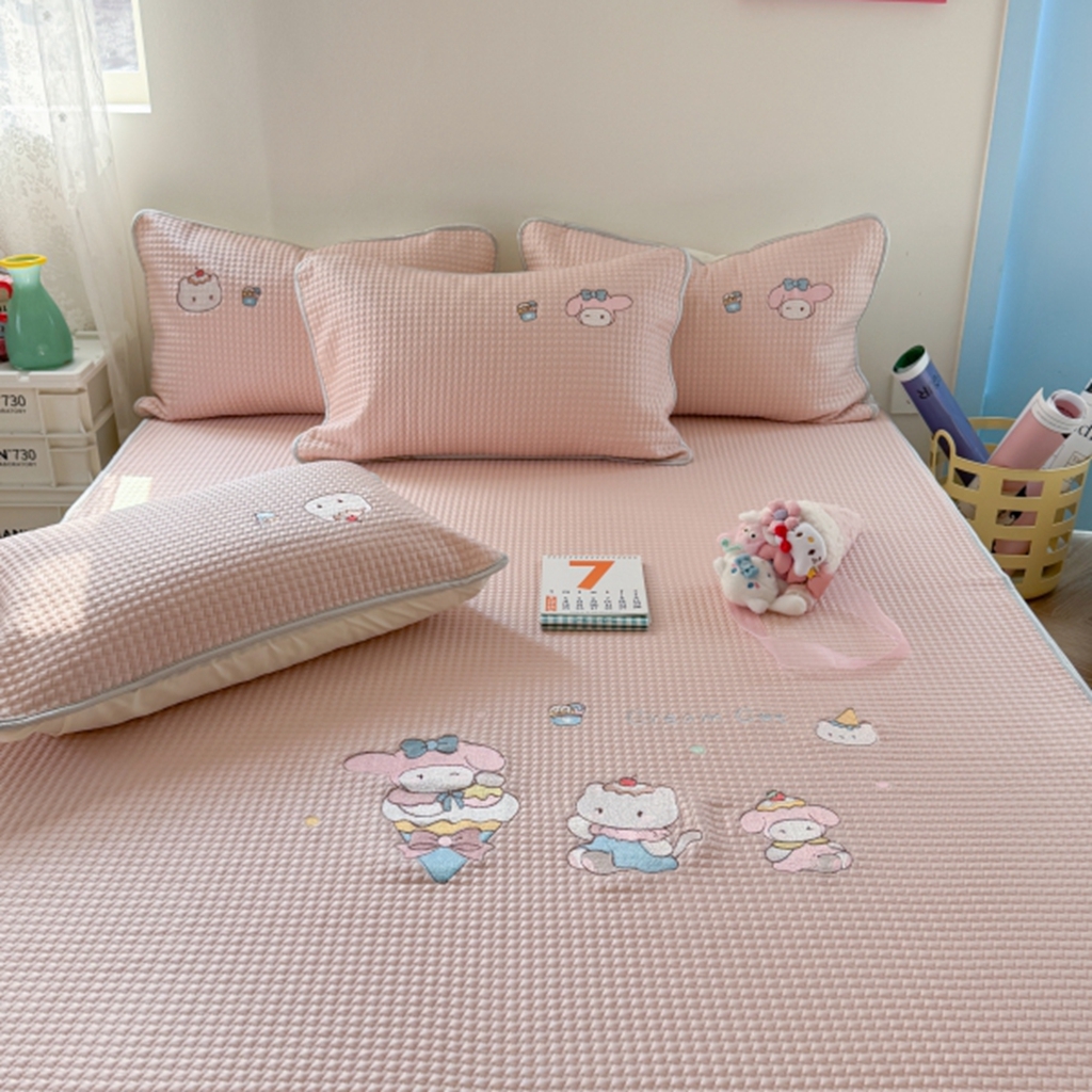 91家纺网 家纺一手货源 找家纺 柚子YOUTH 2025新款亲肤舒适冰豆豆凉感凉席席子 甜筒蒂(绑带款）