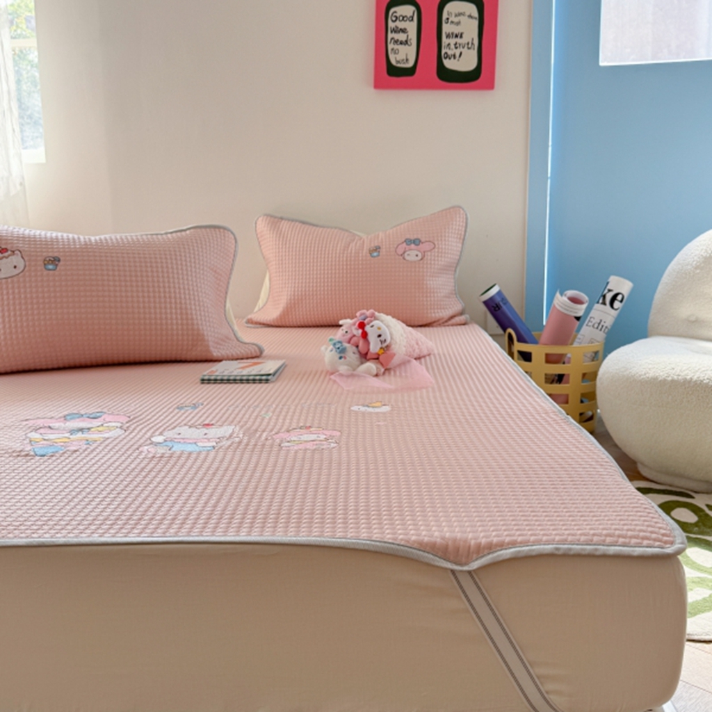 91家纺网 家纺一手货源 找家纺 柚子YOUTH 2025新款亲肤舒适冰豆豆凉感凉席席子 甜筒蒂(绑带款）