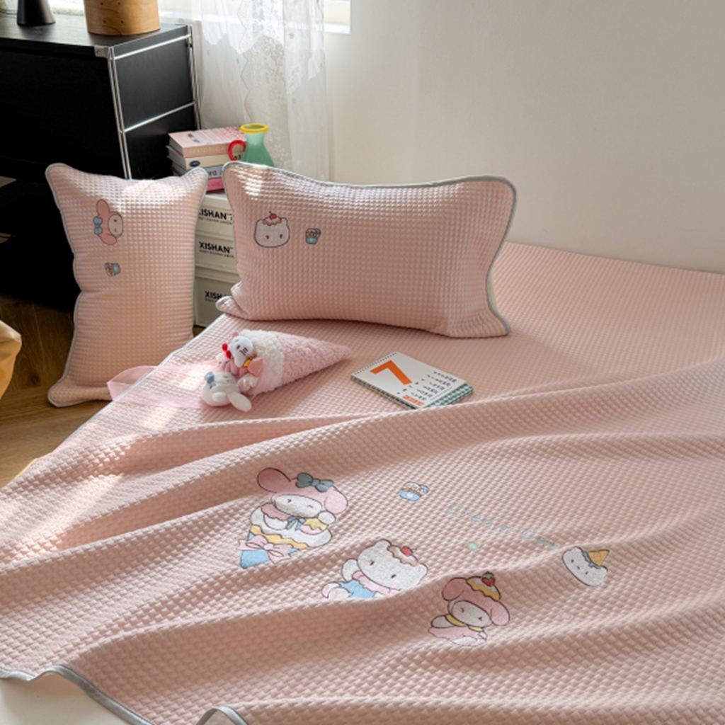 91家纺网 家纺一手货源 找家纺 柚子YOUTH 2025新款亲肤舒适冰豆豆凉感凉席席子 甜筒蒂(绑带款）