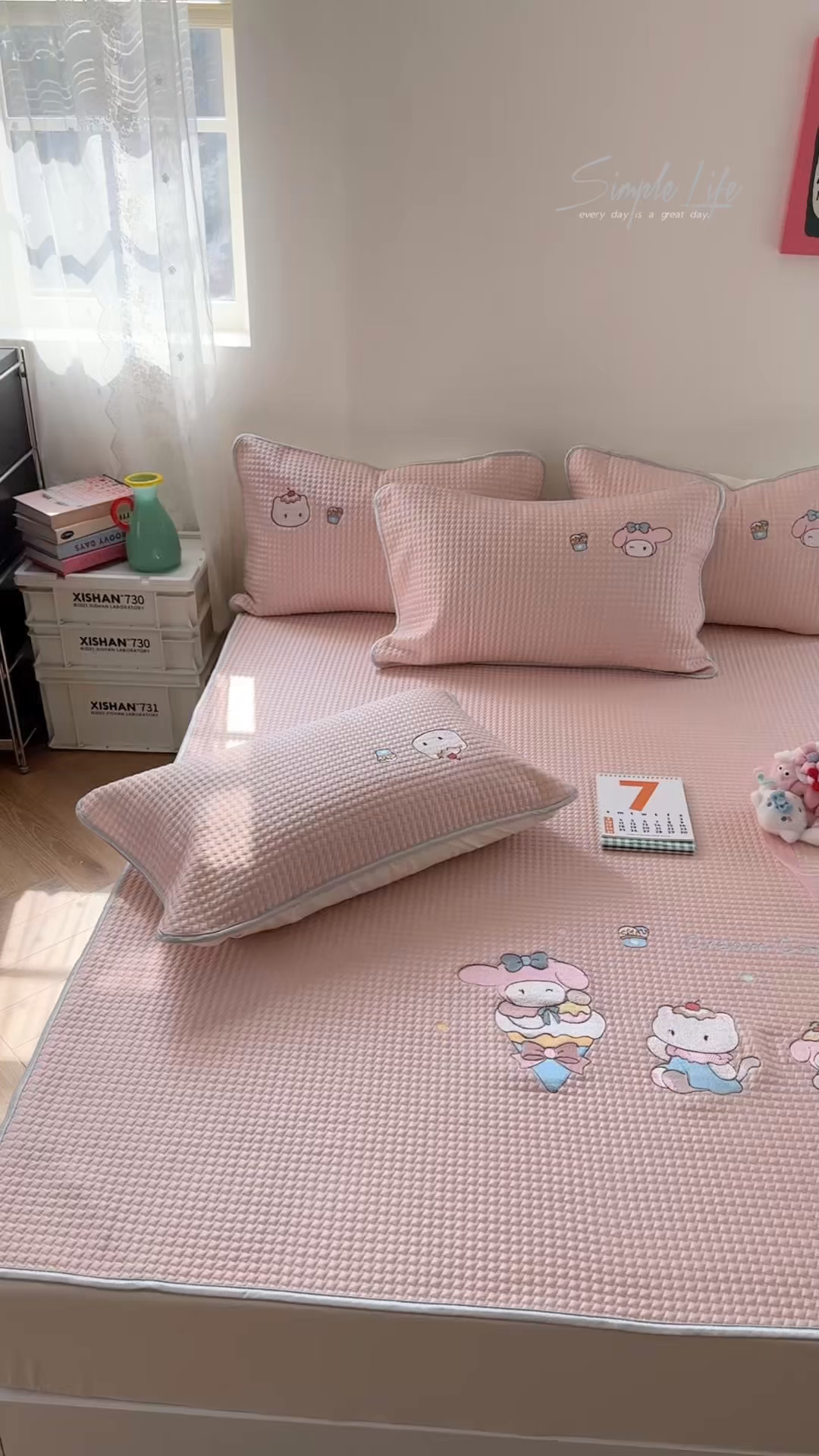 91家纺网 家纺一手货源 找家纺 柚子YOUTH 2025新款亲肤舒适冰豆豆凉感凉席席子 甜筒蒂(绑带款）