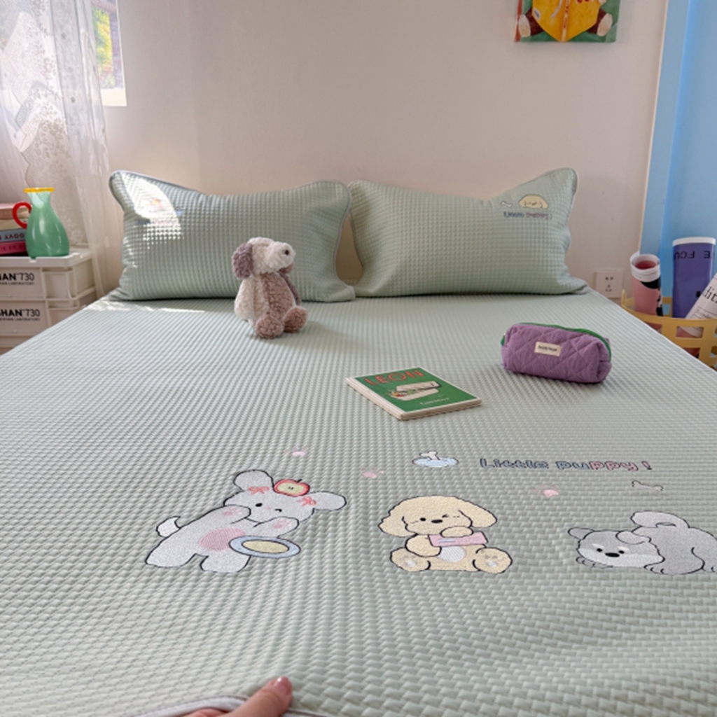 91家纺网 家纺一手货源 找家纺 柚子YOUTH 2025新款亲肤舒适冰豆豆凉感凉席席子 汪汪队(绑带款）