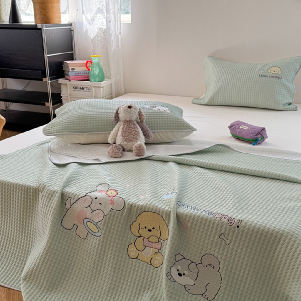 91家纺网 家纺一手货源 找家纺 柚子YOUTH 2025新款亲肤舒适冰豆豆凉感凉席席子 汪汪队(绑带款）