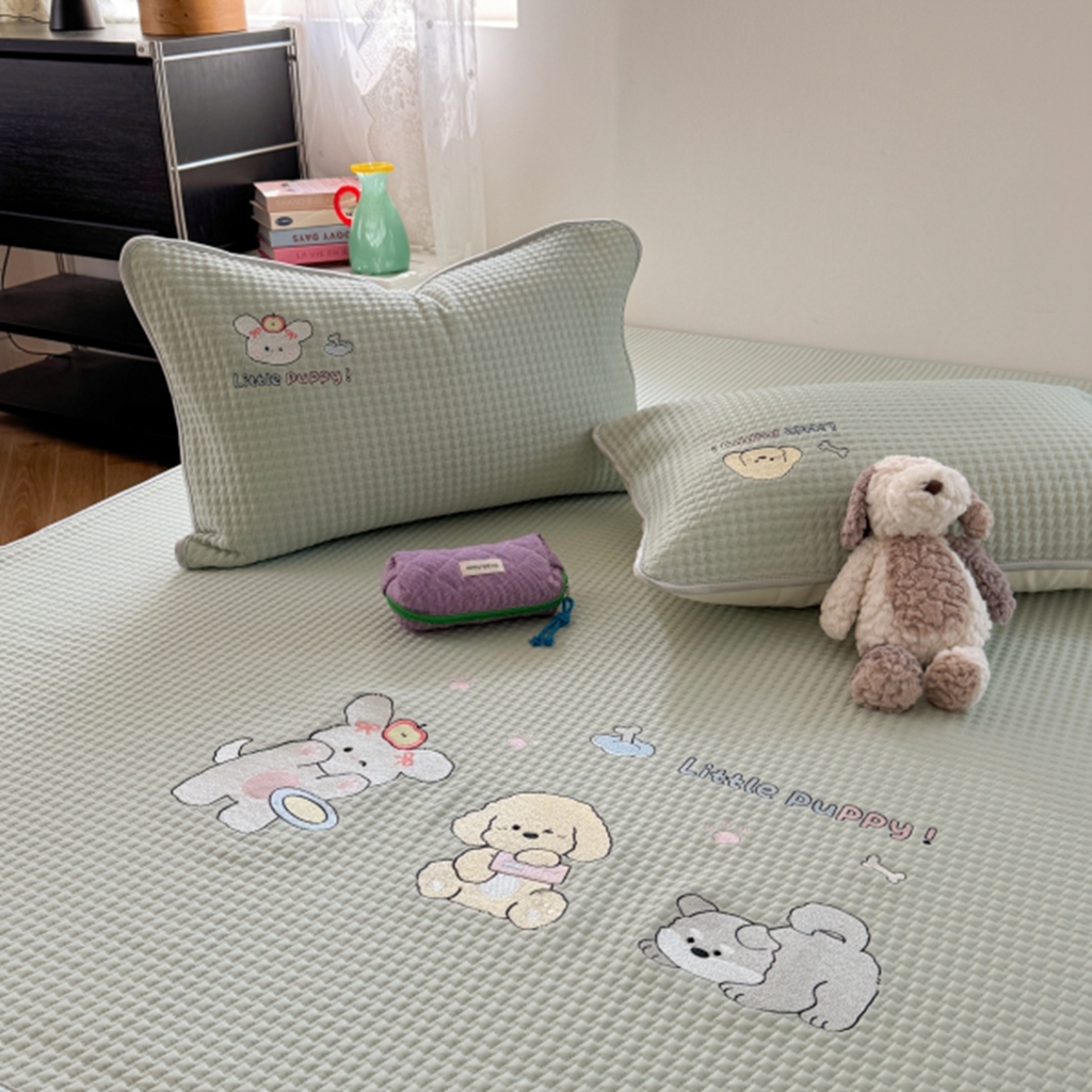 91家纺网 家纺一手货源 找家纺 柚子YOUTH 2025新款亲肤舒适冰豆豆凉感凉席席子 汪汪队(绑带款）