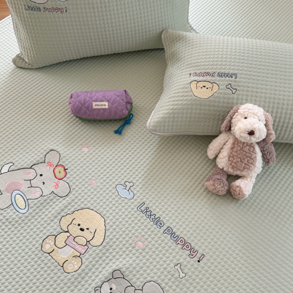 91家纺网 家纺一手货源 找家纺 柚子YOUTH 2025新款亲肤舒适冰豆豆凉感凉席席子 汪汪队(绑带款）