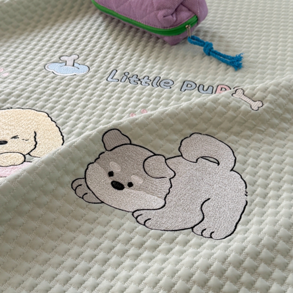 91家纺网 家纺一手货源 找家纺 柚子YOUTH 2025新款亲肤舒适冰豆豆凉感凉席席子 汪汪队(绑带款）