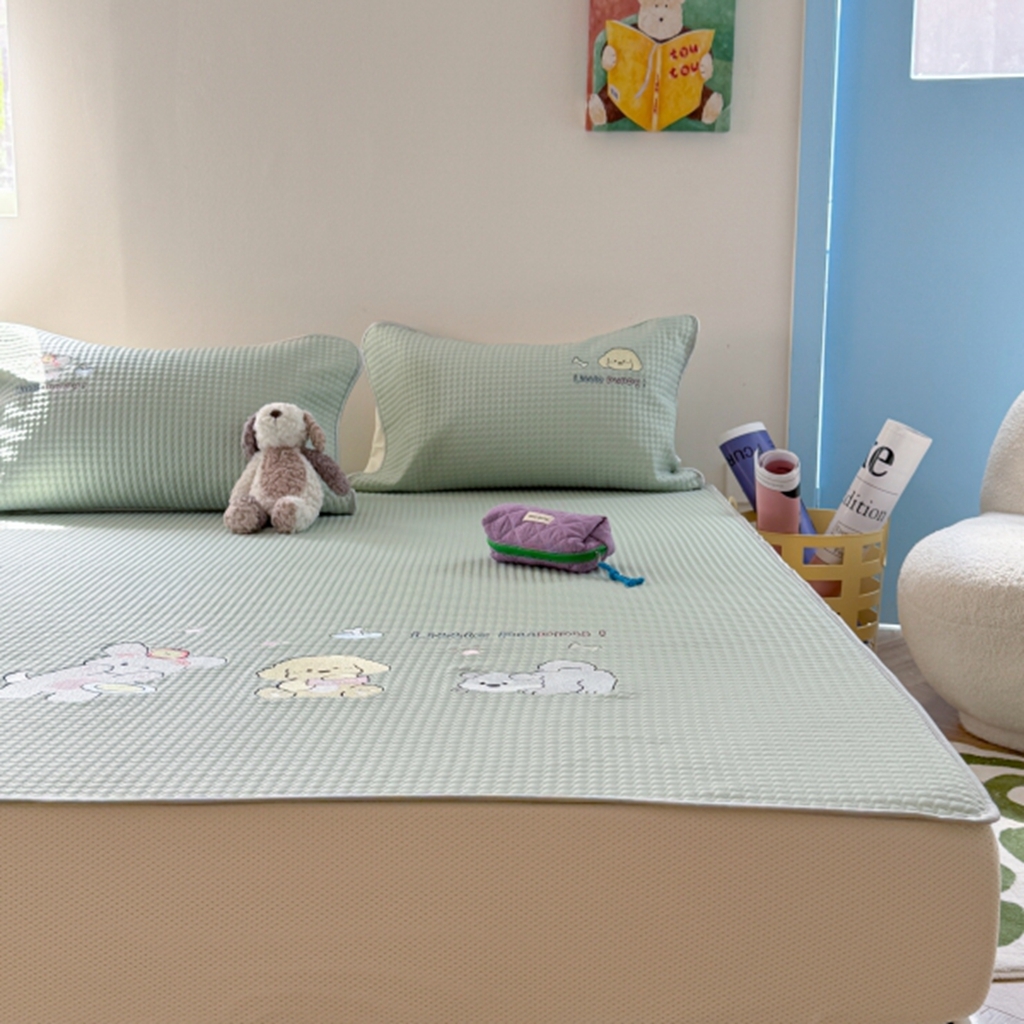 91家纺网 家纺一手货源 找家纺 柚子YOUTH 2025新款亲肤舒适冰豆豆凉感凉席席子 汪汪队(绑带款）