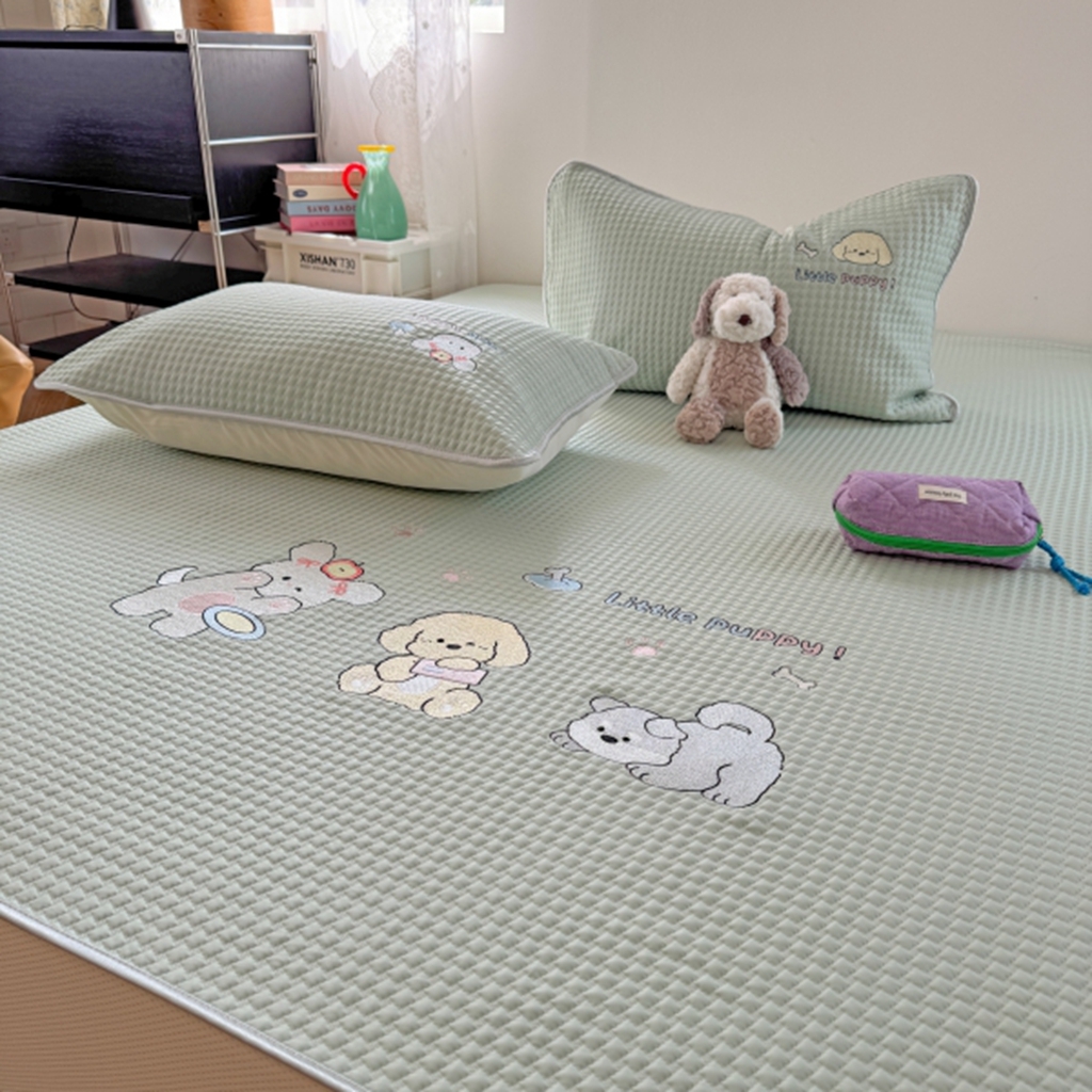 91家纺网 家纺一手货源 找家纺 柚子YOUTH 2025新款亲肤舒适冰豆豆凉感凉席席子 汪汪队(绑带款）